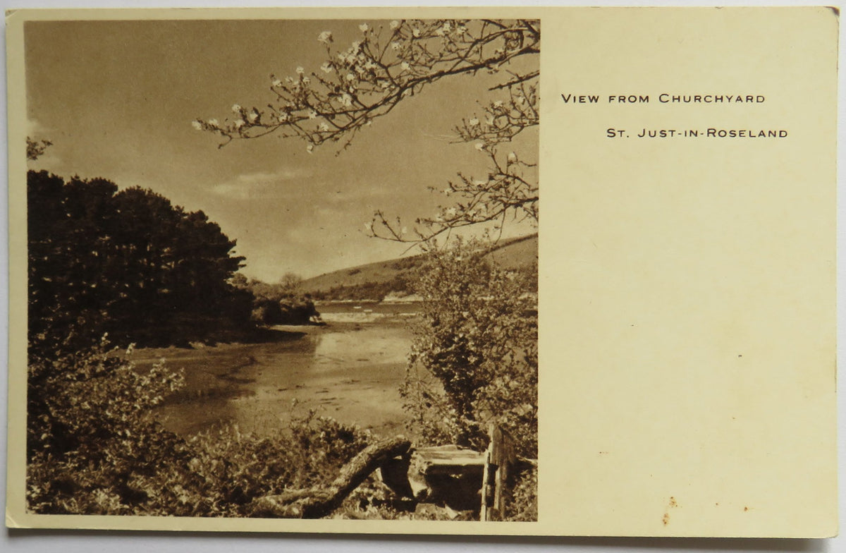 Vintage Postcard of View From Churchyard, St. Just-In-Roseland