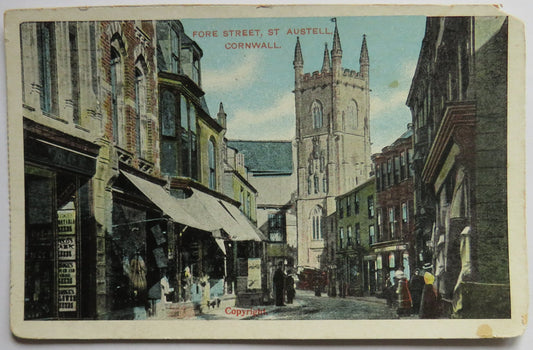 Vintage Postcard of Fore Street, St. Austell, Cornwall, 1910
