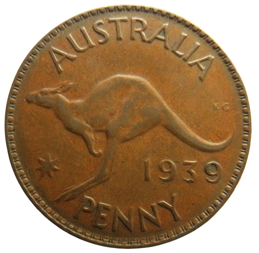 1939 King George VI Australia One Penny Coin