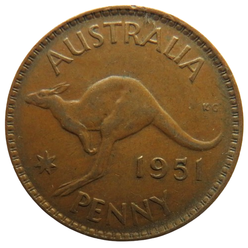 1951 King George VI Australia One Penny Coin