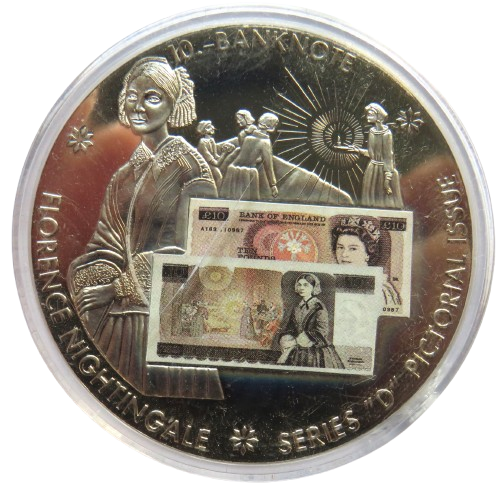 Large Commemorative Coin £10 Banknote Florence Nightingale Series D