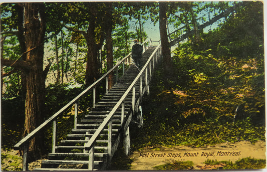 Vintage Postcard of Peel Street Steps, mount Royal, Montreal