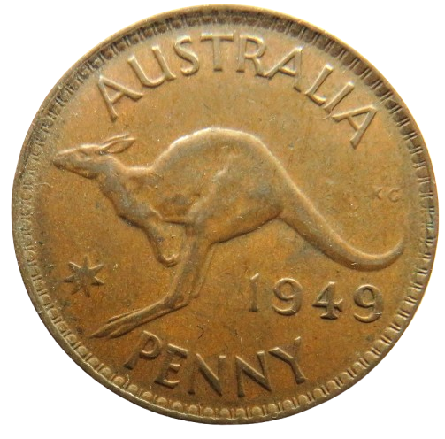 1949 King George VI Australia One Penny Coin