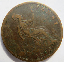 Load image into Gallery viewer, 1894 Queen Victoria Bun Head One Penny Coin Great Britain
