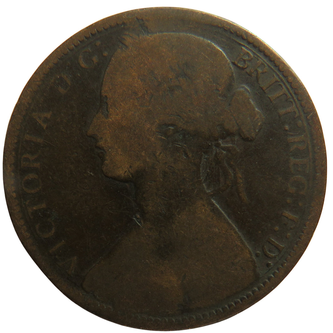 1867 Queen Victoria Bun Head One Penny Coin Great Britain