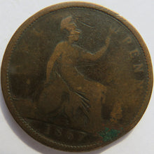 Load image into Gallery viewer, 1867 Queen Victoria Bun Head One Penny Coin Great Britain
