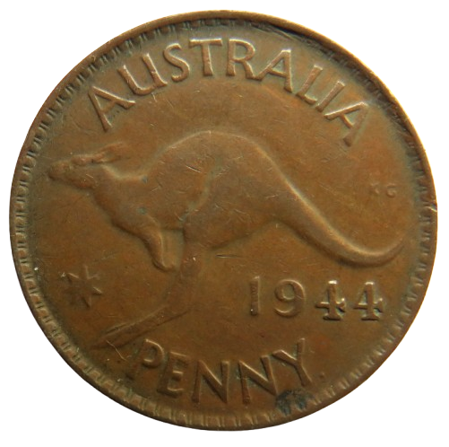 1944 King George VI Australia One Penny Coin