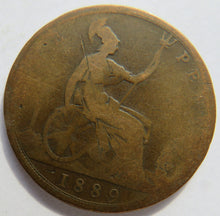 Load image into Gallery viewer, 1889 Queen Victoria Bun Head One Penny Coin Great Britain
