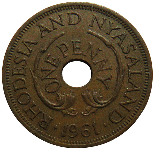 1961 Rhodesia and Nyasaland One Penny Coin