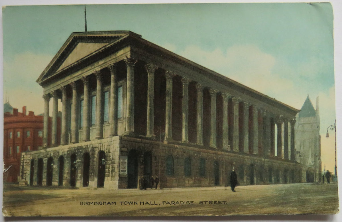Vintage Postcard of Birmingham Town Hall, Paradise Street, E. T. W. Dennis & Sons Ltd