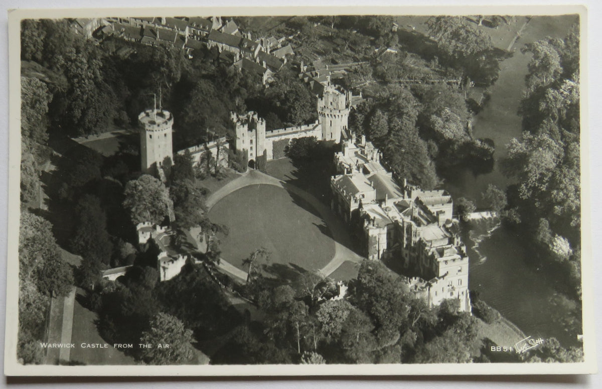 Vintage Postcard of Warwick Castle From The Air, Walter Scott