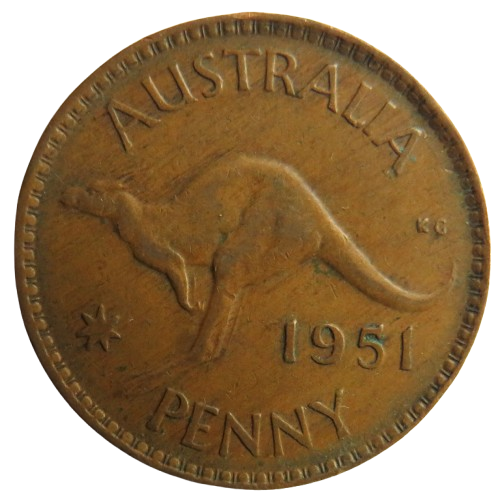 1951 King George VI Australia One Penny Coin