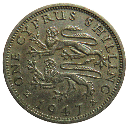 1947 King George VI Cyprus 1 Shilling Coin