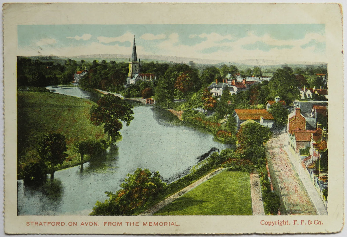 Vintage Postcard of Stratford on Avon From The Memorial image 1