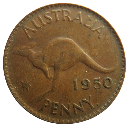 1950 King George VI Australia One Penny Coin