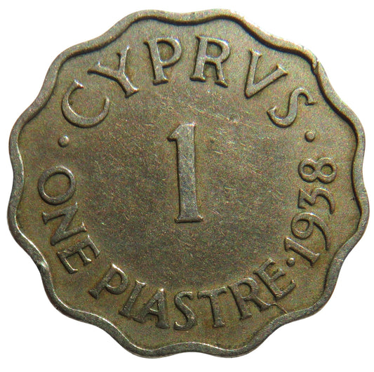 1938 King George VI Cyprus 1 Piastre Coin
