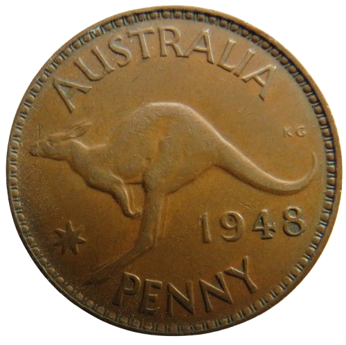 1948 King George VI Australia One Penny Coin