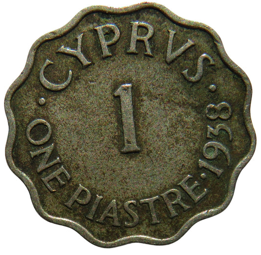 1938 King George VI Cyprus 1 Piastre Coin