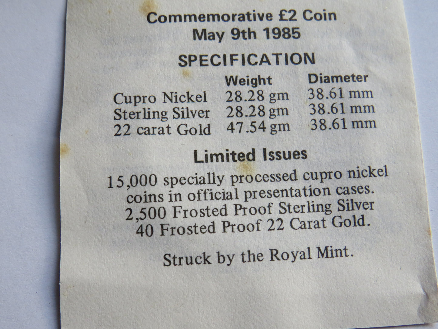 1985 States of Jersey £2 Two Pound Coin 40th Anniversary of the Liberation