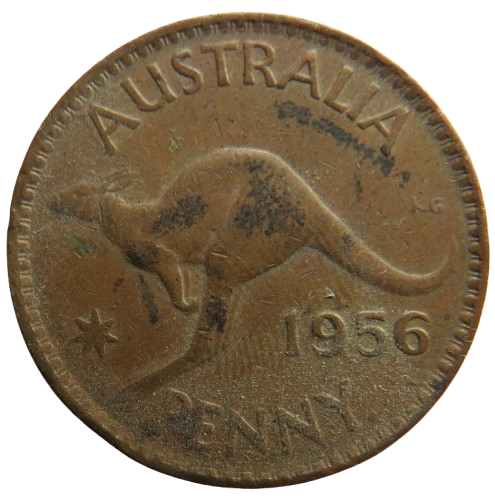 1956 Queen Elizabeth II Australia One Penny Coin