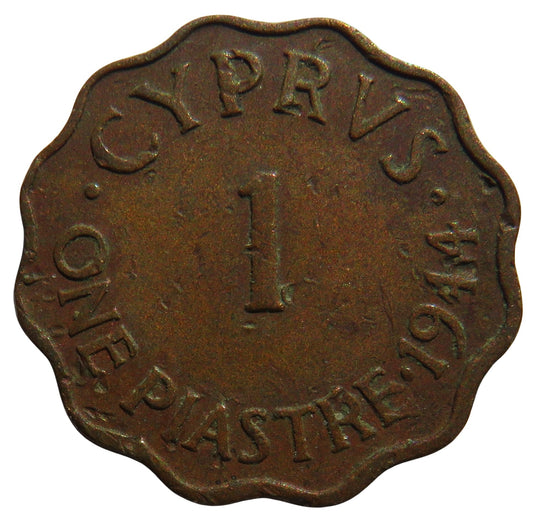 1944 King George VI Cyprus 1 Piastre Coin