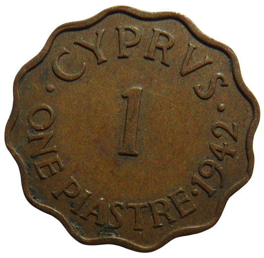 1942 King George VI Cyprus 1 Piastre Coin