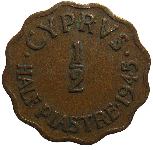 1945 King George VI Cyprus 1/2 Piastre Coin