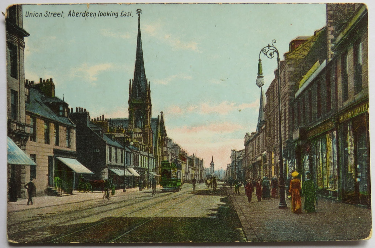 Vintage Postcard of Union Street, Aberdeen Looking East