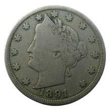 Load image into Gallery viewer, 1891 USA Liberty Nickel Coin
