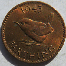 Load image into Gallery viewer, 1943 King George VI Farthing Coin In High Grade - Great Britain
