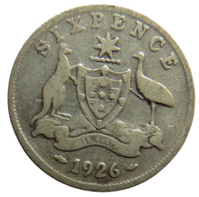 Load image into Gallery viewer, 1926 King George V Australia Silver Sixpence Coin
