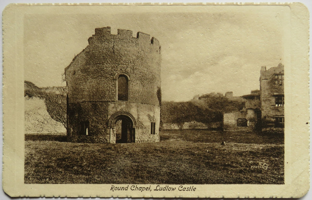 Vintage Postcard of Round Chapel, Ludlow Castle, Valentine's Series, 1919
