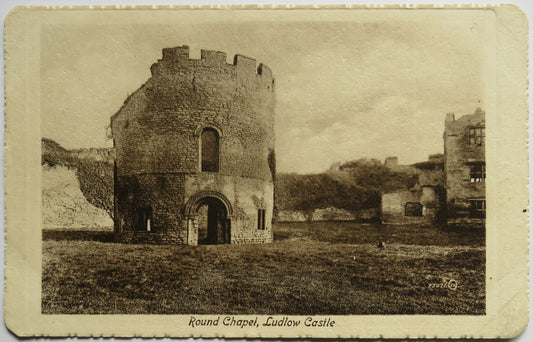 Vintage Postcard of Round Chapel, Ludlow Castle, Valentine's Series, 1919