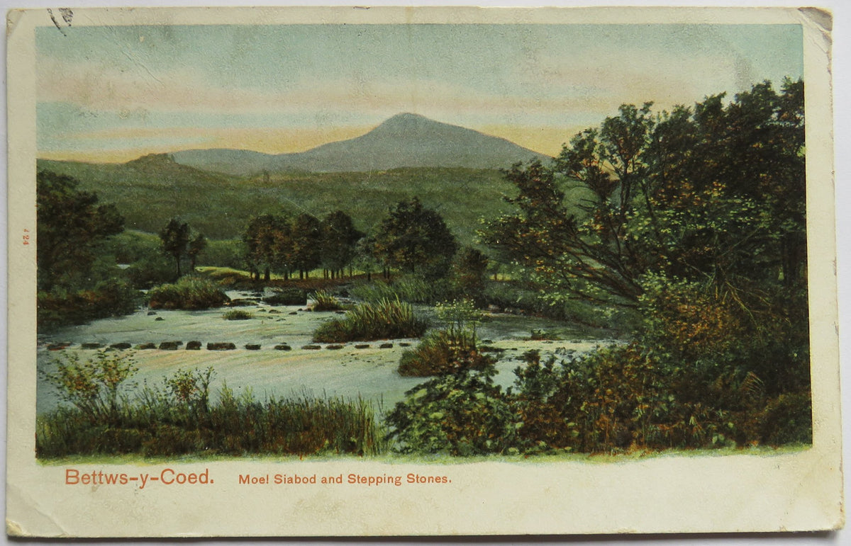 Vintage Postcard of Bettws-y-Coed, Moel Siabod and Stepping Stones