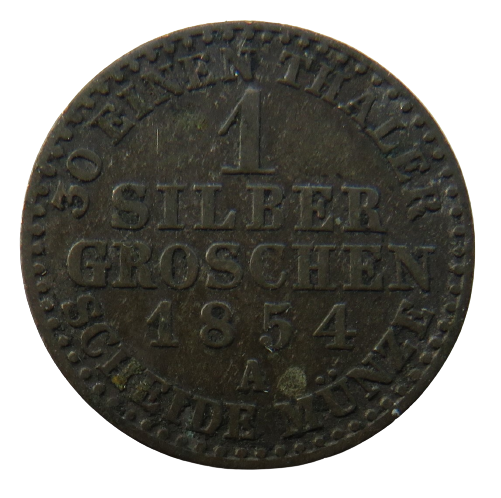 1854-A German States Prussia One Silber Groschen Coin