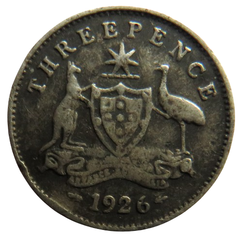 1926 King George V Australia Silver Threepence Coin