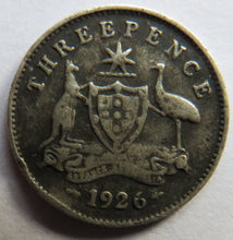 Load image into Gallery viewer, 1926 King George V Australia Silver Threepence Coin
