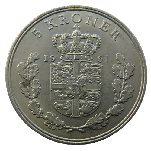 1961 Denmark 5 Kroner Coin