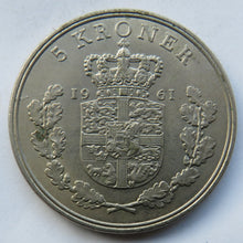 Load image into Gallery viewer, 1961 Denmark 5 Kroner Coin
