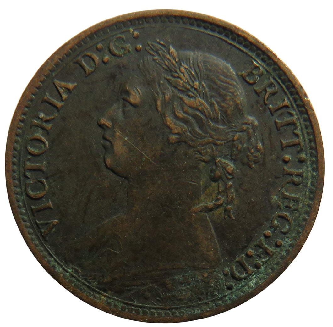 1878 Queen Victoria Bun Head Farthing Coin - Great Britain