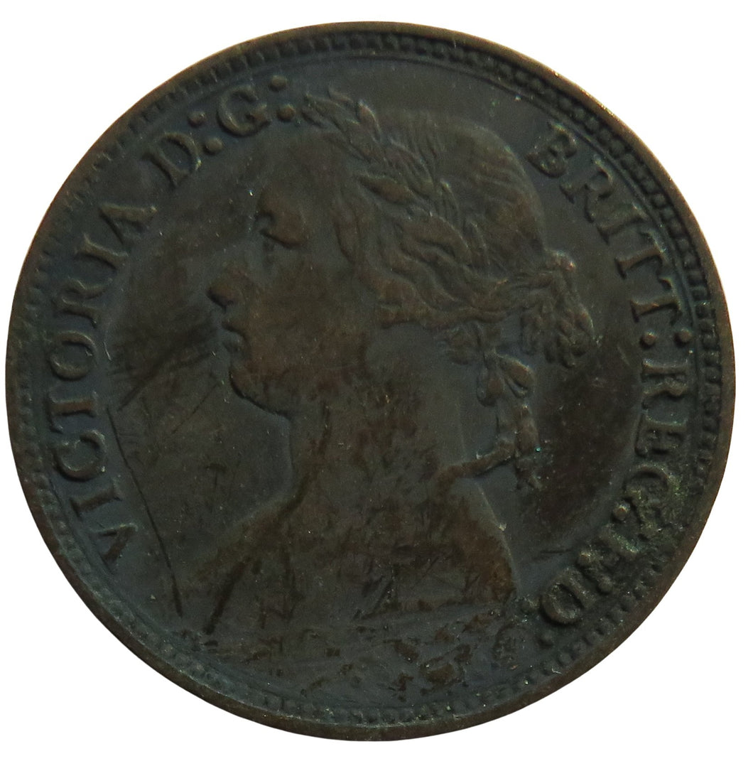 1879 Queen Victoria Bun Head Farthing Coin - Great Britain