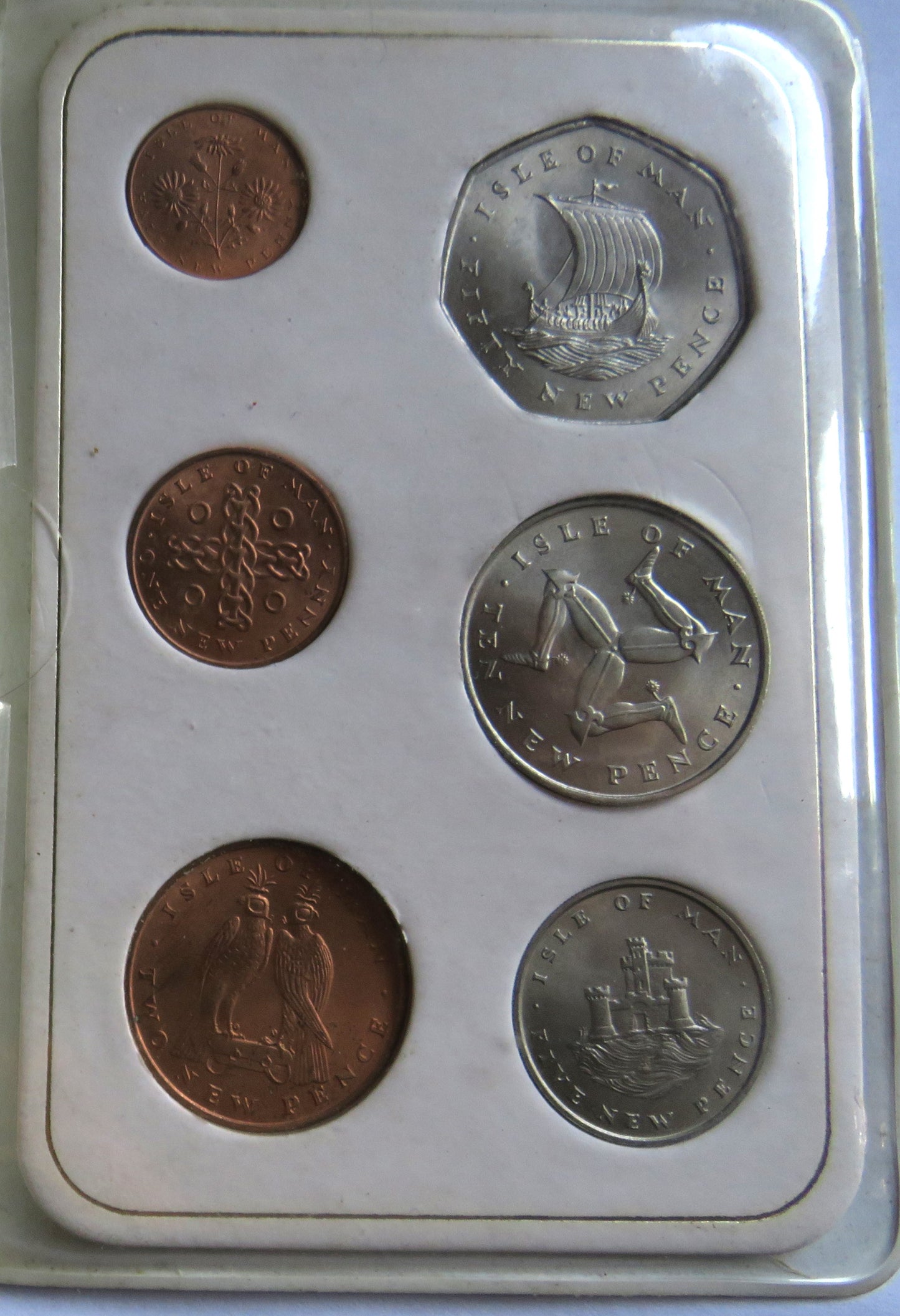 1971 Isle of Man Decimal Coin Set Inc Viking Longboat 50p