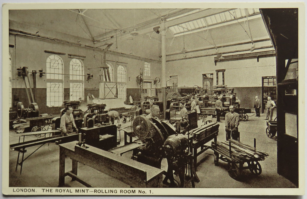Vintage Postcard of The Royal Mint - Rolling Room No. 1, London