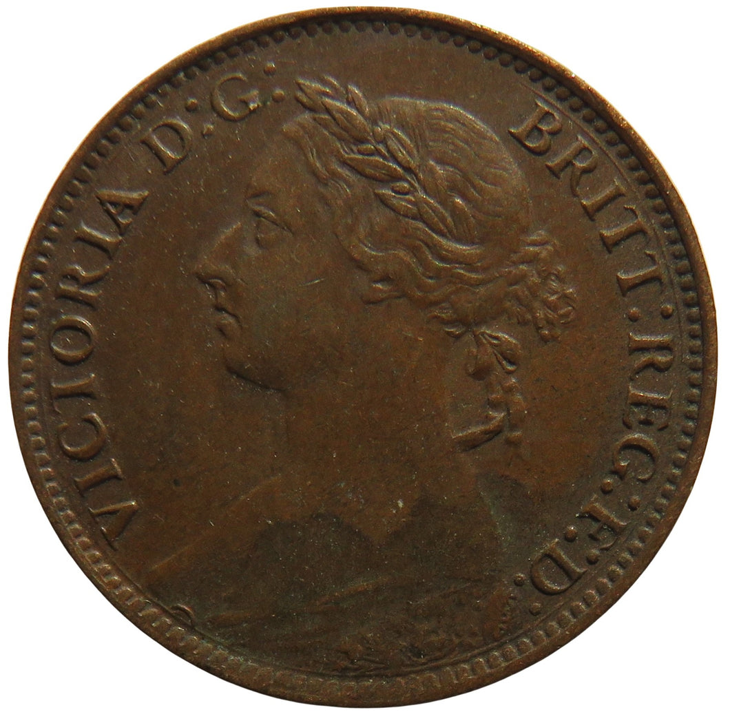 1891 Queen Victoria Bun Head Farthing Coin - Great Britain