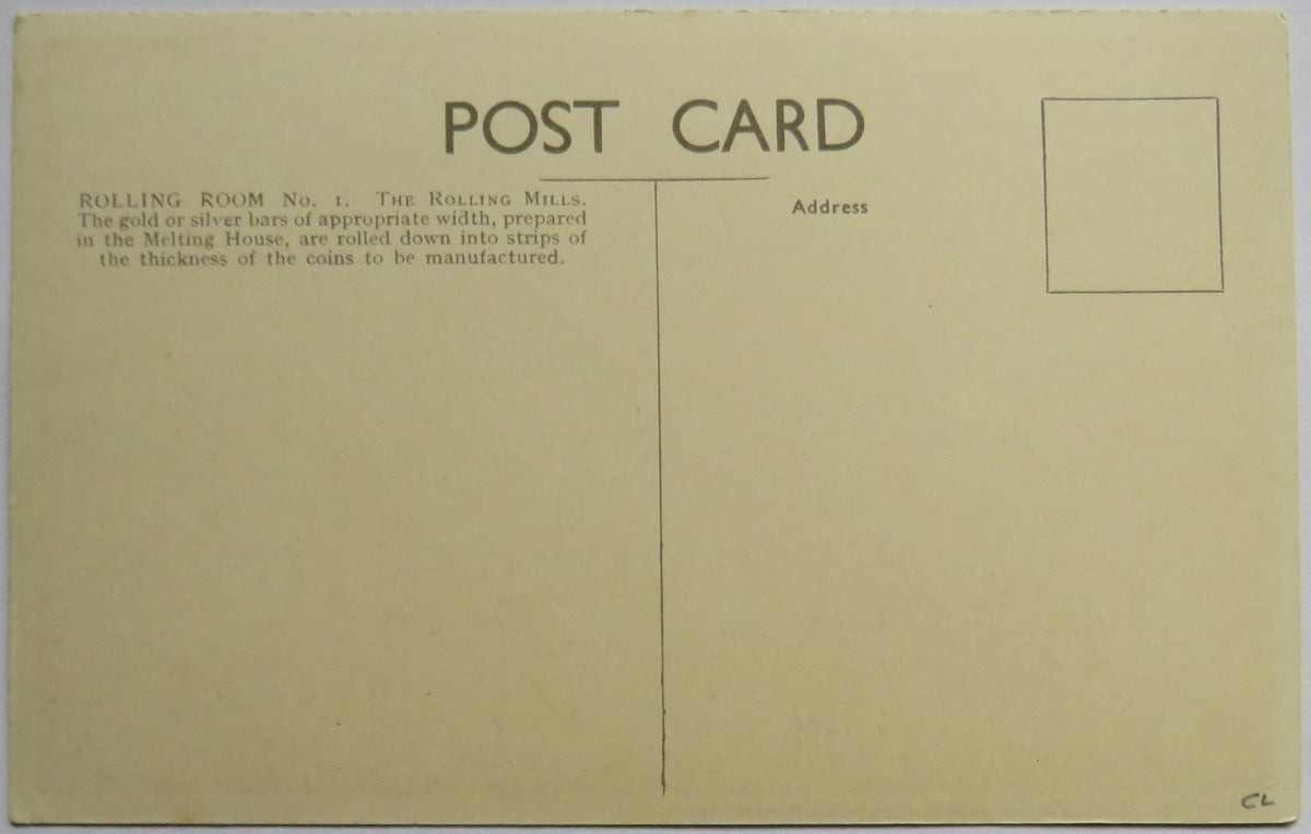 Vintage Postcard of The Royal Mint - Rolling Room No. 1, London