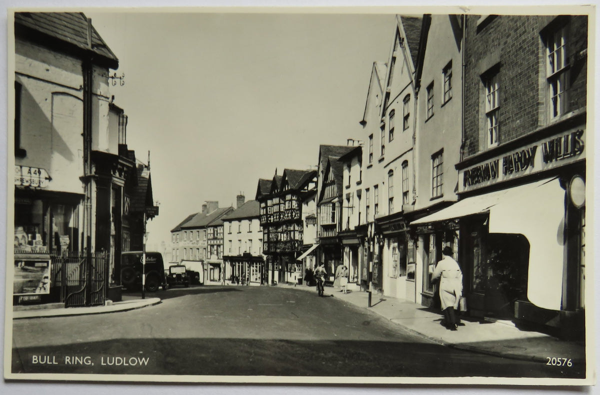Vintage Postcard of the Bull Ring, Ludlow, Salmon Series