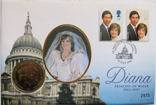 1998 Diana Princess of Wales Commemorative Crown Cover With 1981 Crown