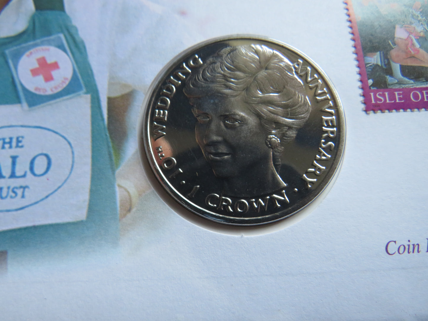 1991 Isle of Man One Crown Coin Diana 10th Wedding Anniversary