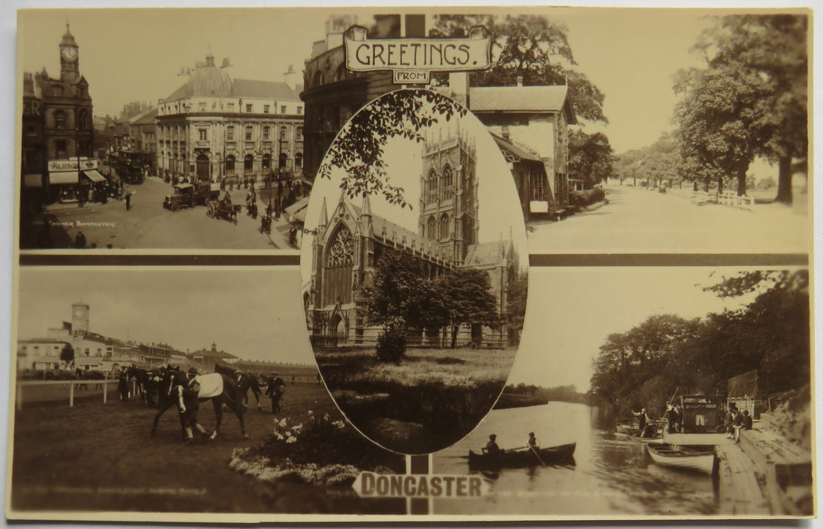 Vintage Multiview Postcard of Greetings from Doncaster - Donlion Productions