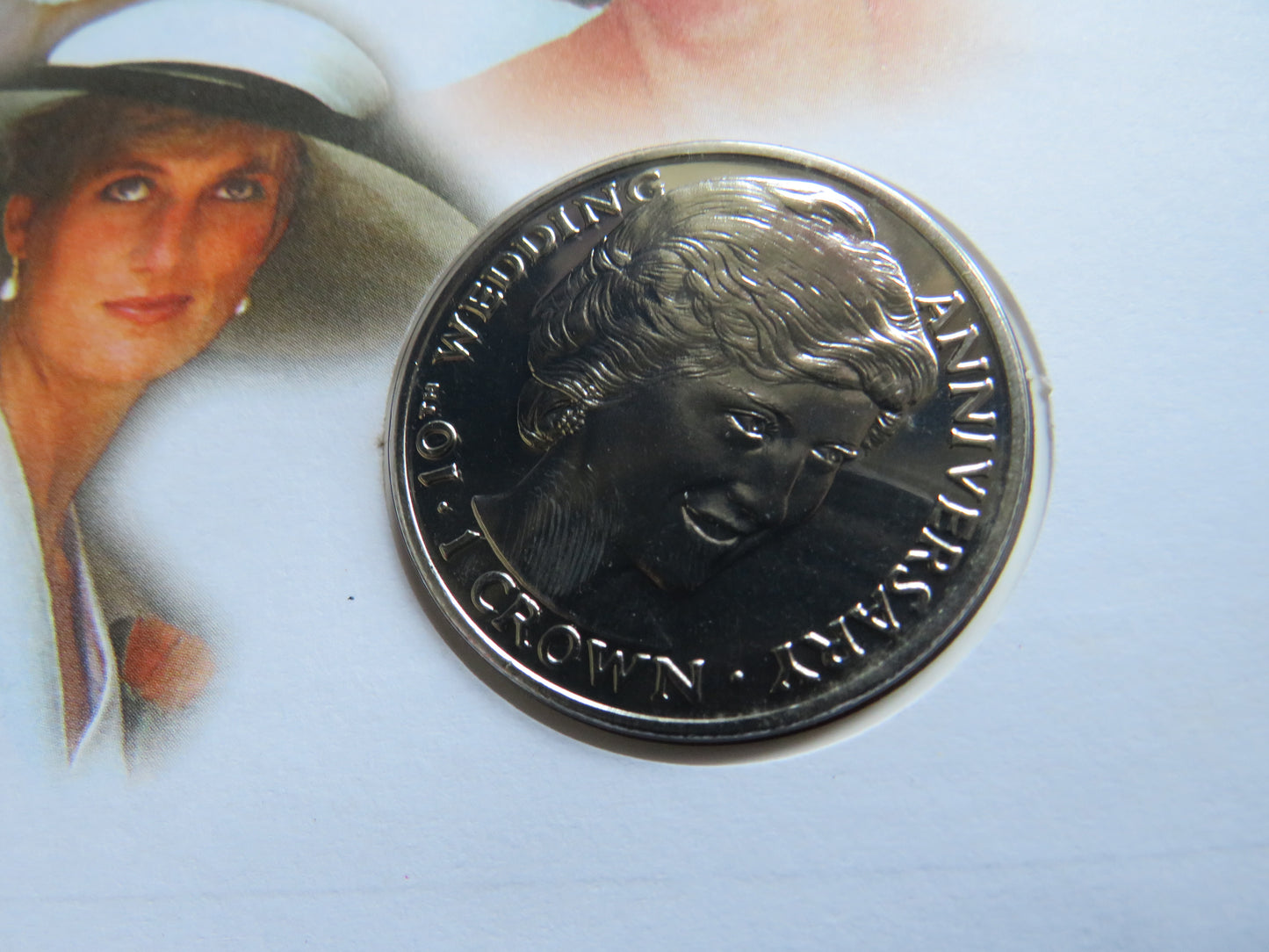 1991 Gibraltar One Crown Coin Cover 10th Wedding Anniversary